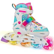 Roller Derby Girls' Stryde Lighted Adjustable Inline Skates White/Teal 11-1