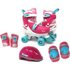 Pink Roller Skates Chicago skates Girls Quad Roller Combo with Protective Gear Pink/White