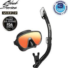Tusa Diving & Snorkeling tusa Sport Adult Serene Black Series Mirrored Mask and Dry Snorkel Combo Black