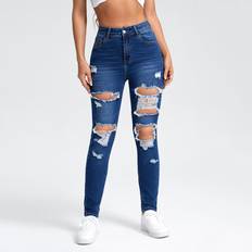 Shein Ripped Cut Out Skinny Jeans