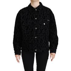 Dolce & Gabbana Black Leopard Long Sleeve Denim Cotton Women's Jacket