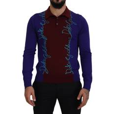 Dolce & Gabbana Multicolor Logo Collared Pullover Men's Sweater