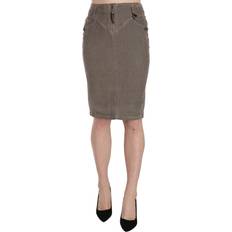 Men Skirts Just Cavalli Gray Corduroy Pencil Straight A-Line Women's Skirt