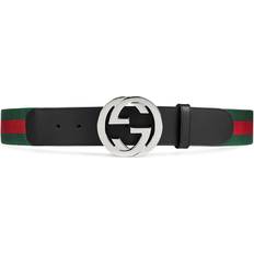 Gucci Men Belts Gucci Web Belt with G Buckle - Green/Red