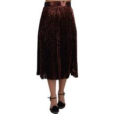 Dolce & Gabbana Bronze Sequined High Waist A-line Maxi Women's Skirt
