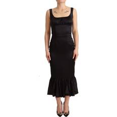Dolce & Gabbana Black Silk Stretch Sheath Mermaid Midi Women's Dress