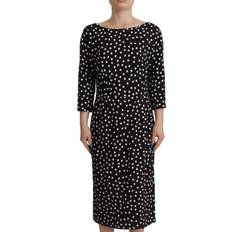 Dolce & Gabbana Black White Polka Dots Sheath Midi Viscose Women's Dress