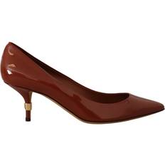 Herre Pumps Dolce & Gabbana Brown Kitten Heels Pumps Patent Leather Shoes EU39/US8.5