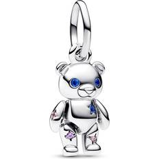 Pandora Movable Teddy Bear Dangle Charm - Silver/Multicolour