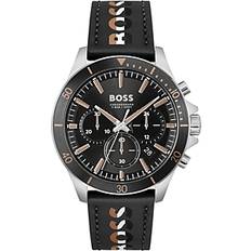 Hugo Boss Men Wrist Watches HUGO BOSS Troper 45mm Leather Black