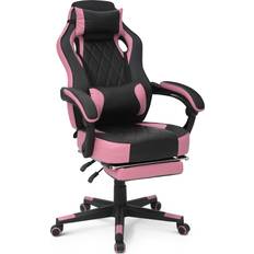 MoNiBloom MoNiBloom Ergonomic Racing Gaming Chair Teens Desk Seat with Headrest & Footrest and Lumbar Support for Bedroom Pink