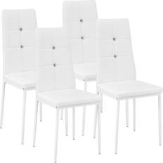 Lær Kjøkkenstoler tectake Julien Cappuccino White Kjøkkenstol 97cm 4st