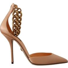 Herre Pumps Dolce & Gabbana Beige Ankle Chain Strap High Heels Pumps Shoes EU39/US8.5