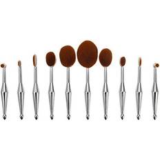 Private Label Metallic Cosmetic Makeup Brushes Set Silver