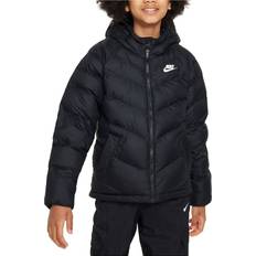 Jungen Jacken Nike Older Kid's Sportswear Jacket with Hood - Black/White (FN7730-010)