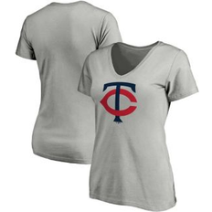Fanatics T-shirts Fanatics Women's Branded Heathered Gray Minnesota Twins Core Official Logo V-Neck T-shirt Heathered Gray Heathered Gray