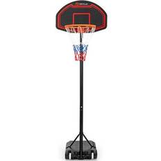 Basketball Stands Costway Adjustable Kids' Basketball Hoop Stand with Durable Net and Wheel