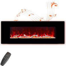 Mondawe 50 Electric Fireplace for Living Room 1500W Wall Mounted Portable Heater w/Two-Speaker Stereo Sound Black