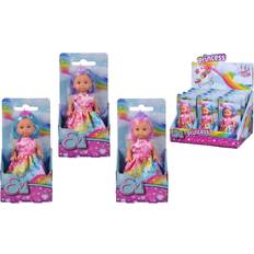 Prinzessinnen Puppen & Puppenhäuser Simba 105733634 Evi Love Princess, 3-fach sortiert, es wird nur ein Artikel geliefert, Spielpuppe als Regenbogen Prinzessin mit bunten Haaren, 12cm, ab 3 Jahren