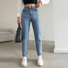 Rot Jeans Shein High Waist Mom Fit Jeans