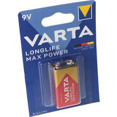 9V (6LR61) Batterien & Akkus Varta 4722 Longlife Max Power 9V-Block, 9V Batterie ideal für Rauchmelder, Rauchwarnmelder