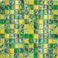 Glasmosaik mosaikfliese grün glänzend pfau wand küche bad dusche mos68-wl84 Wand 29.8x29.8cm