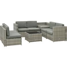 Stahl Lounge-Sets OutSunny 8-tlg. Polyrattan Gartengarnitur Lounge-Set
