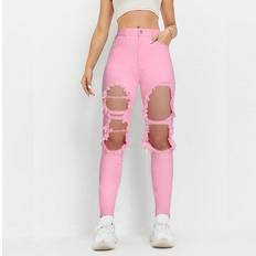 Shein Cut Out Ripped Frayed Skinny Jeans