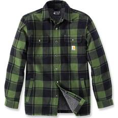 Men - Overshirts Jackets Carhartt Relaxed Fit Flannel Sherpa Lined Shirt - Chive