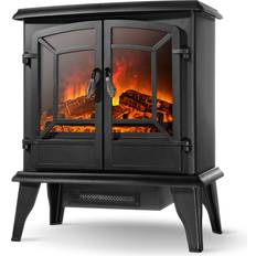Della 20 Freestanding Portable Electric Fireplace Stove Heater Infrared Quartz Log Flame Realistic Flame Effect 1400W