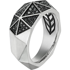 David Yurman Torqued Faceted Signet Ring - Silver/Diamonds