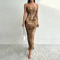 Shein Long Dresses Shein Women's Full Print Strapless Maxi Dress