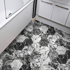 Black Tiles Merola Tile Ebru Hex 9-1/8" 10-1/2" Porcelain Floor and Wall Tile Case 16 Tiles