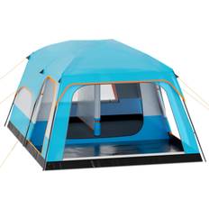 "MoNiBloom 174x128" Portable Camping Hiking Tent 8 People Family Backpacking Instant Cabin Fiberglass in Blue, Size 87.0 H x 128.0 W x 174.0 D in" Blue