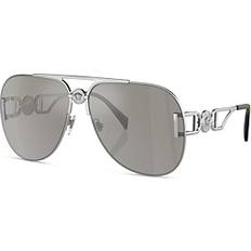 Versace Unisex Sunglasses Versace VE2255 Aviator Sunglasses, 63mm Silver/Gray Mirrored