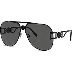 Versace Solid Pilot Sunglasses, 63mm Black/Gray Solid