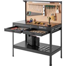 Work Benches Vevor Multifunctional Workbench 48x24" with Pegboard Worktable w/ Power Outlets Pegboard Top