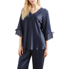 LilySilk Women's 22 Momme Silk Pajama Set - Navy Blue