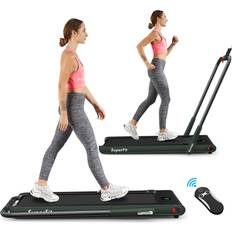 Foldable Treadmills Costway SuperFit 2-in-1 2.25HP Under Desk Electric Folding Treadmill with Remote Control Green