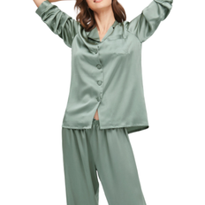 LilySilk Women's 22 Momme Full Length Silk Pajamas Set - Avocado Green