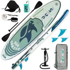 SUP Sets FunWater SUP Inflatable Stand Up Paddle Board Ultra-Light Inflatable Paddleboard with ISUP Accessories,Fins,Adjustable Paddle, Pump,Backpack, Leash, Waterproof Phone Bag