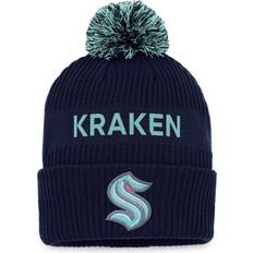 Beanies Fanatics Branded Deep Sea Blue/Light Blue Seattle Kraken 2022 NHL Draft Authentic Pro Cuffed Knit Hat with Pom Mens