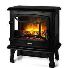 Fireplaces Turbro 1400-Watt Suburbs 20 in. Electric Fireplace Infrared Quartz Heater, Crackling Sound with Realistic Dancing Flame Effect, Black