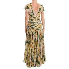 Klær Dolce & Gabbana Yellow Silk Floral Print Pleated Max Dress IT38