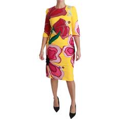 Klær Dolce & Gabbana Yellow Floral Crystal Bodycon Sheath Dress IT40