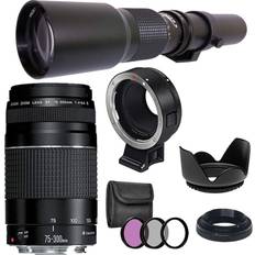Canon EF Camera Lenses Canon EF 75-300mm III and 500mm f/8.0 Preset Focus Bundle EOS
