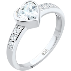 Damen Ringe Elli Heart Symbol Engagement Ring - Silver/Diamonds