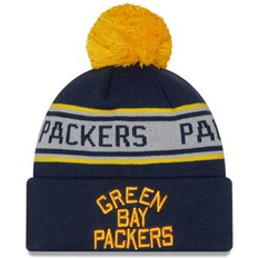 New Era Beanies New Era Youth Navy Green Bay Packers Repeat Cuffed Knit Hat with Pom