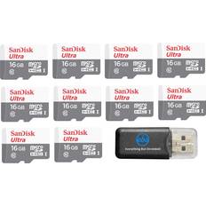 MicroSD Memory Cards SanDisk Micro SDXC Ultra 10 Pack MicroSD TF Flash Memory Card 16GB 16G Class 10 SDSQUNB-016G Bundle with 1 Everything But Stromboli Memory Card