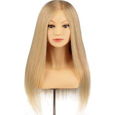 Training Heads NEWSHAIR 18" Blonde Color Mannequin Head 100% Real Human Hair Training Head